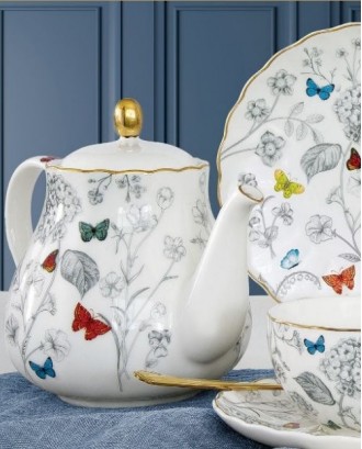 Ceainic din portelan, 800 ml, Fleurs & Papillons - SIMONA'S COOKSHOP